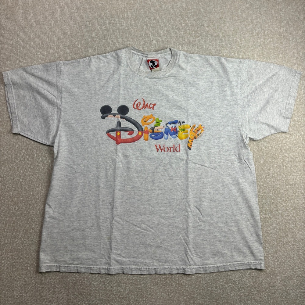 Vintage Walt Disney World Mickey Inc Heather Gray Graphic T-Shirt XXL